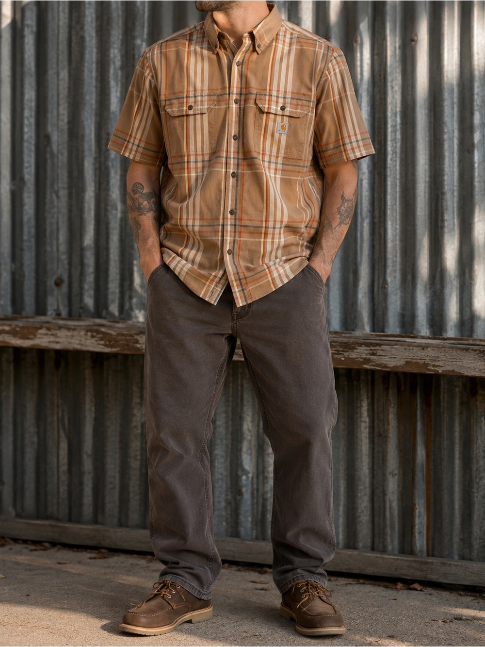 Carhartt Men’s Lg Loose Fit Plaid Short Sleeve Work Shirt Spring 2022